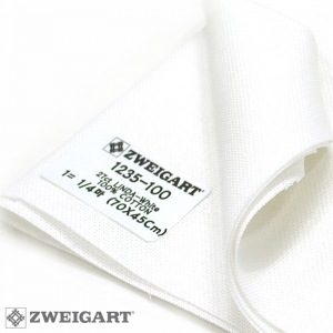 쯔바이 자수원단 27카운트-LINDA-White/1235-100