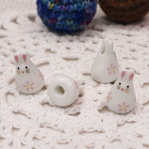 나뻬장식참스-세라믹-토끼 1개 (1.3X1.9X1.2Cm 구멍지름 0.2Cm)-231