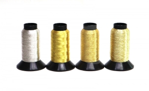 옵션 Kreinik 골드워크 & 미싱(자수)용 메탈릭실 Pure Silver Gimp(순은 항균) 1000m Cone