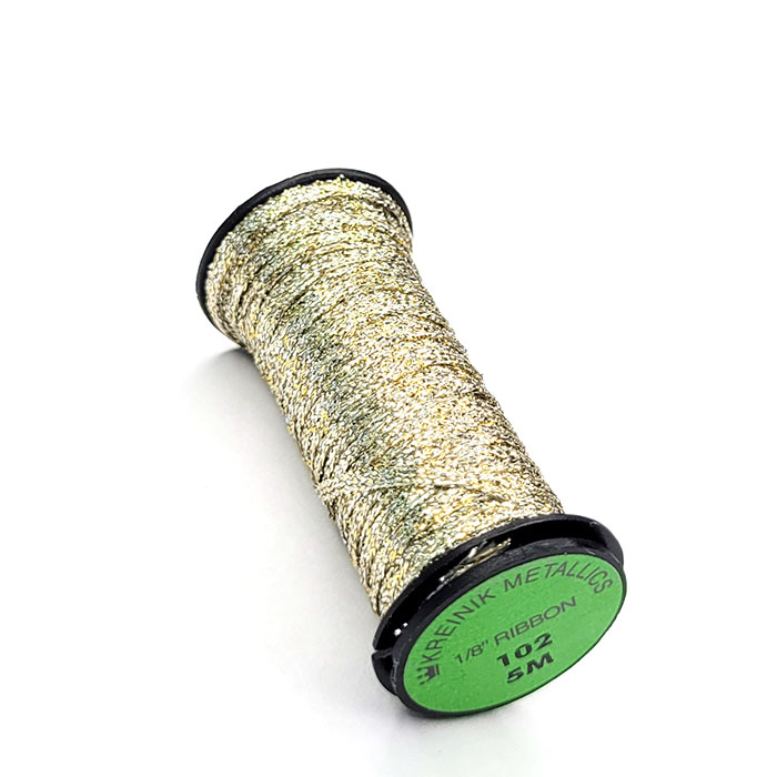 Kreinik 크라이닉자수실 1/8인치 Ribbon 102 Vatican Gold 5m
