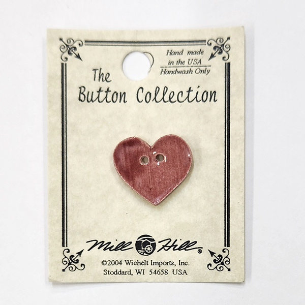 MillHill 세라믹버튼단추/ 86232-11 Light Burgundy Heart