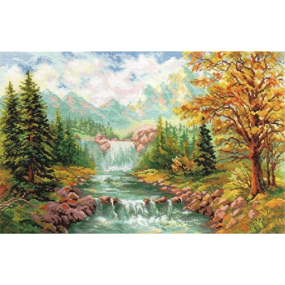 외국 십자수패키지 Alisa/ Mountain waterfall-3-09