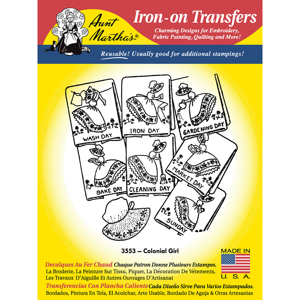 다림질 전사도안 Aunt Marthas Colonial Girl-ATM3553