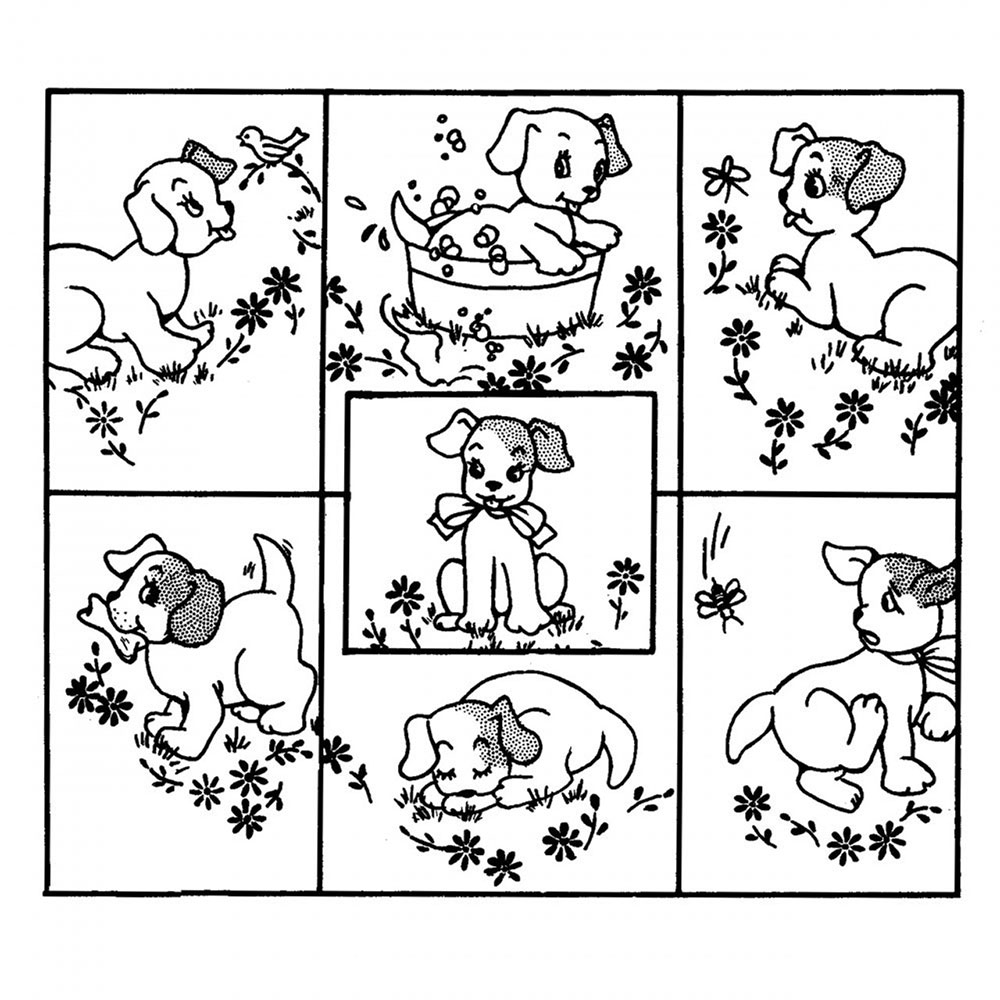 다림질 전사도안 Aunt Marthas Puppy Tales-ATM3879