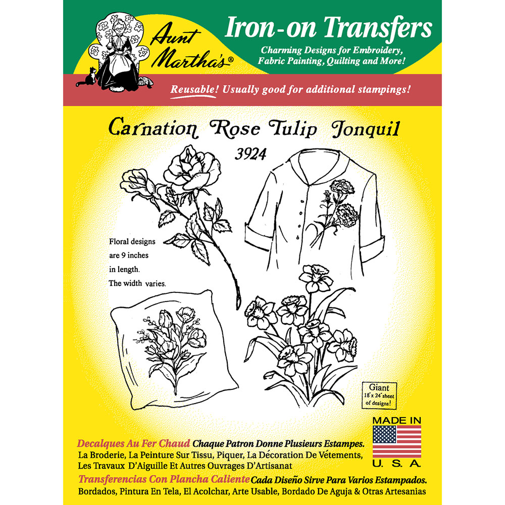 다림질 전사도안 Aunt Marthas Carnation, Rose, Tulip, & Jonquil-ATM3924