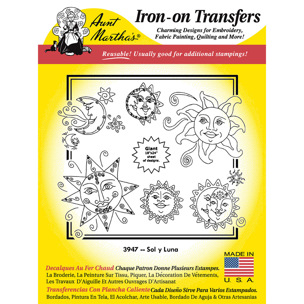 다림질 전사도안 Aunt Marthas Sol y Luna-ATM3947