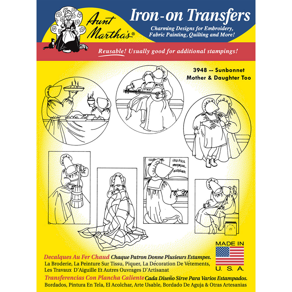 다림질 전사도안 Aunt Marthas Sunbonnet Mother & Daughter-ATM3948