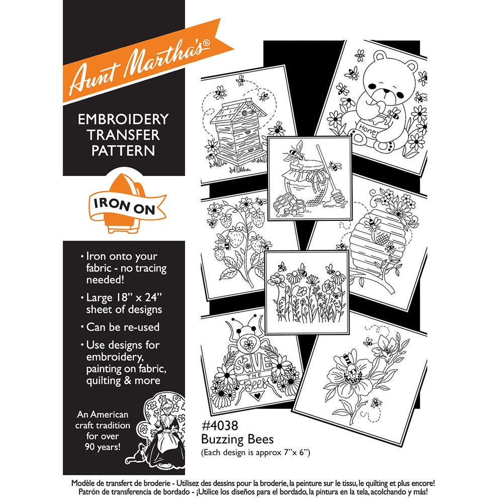 다림질 전사도안 Aunt Marthas Buzzing Bees-ATM4038