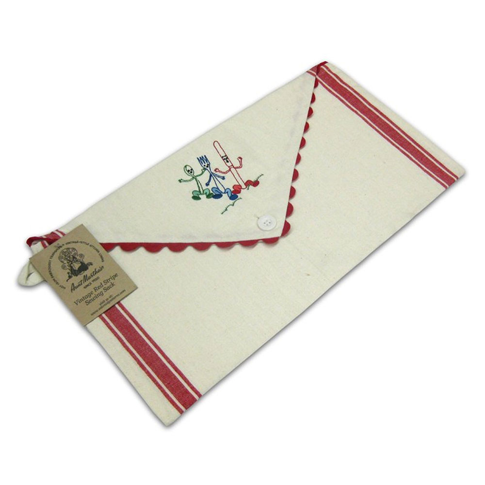 Aunt Marthas Vintage Striped Sewing Sack (Red) (자수용 파우치 47x24Cm)/SSVR