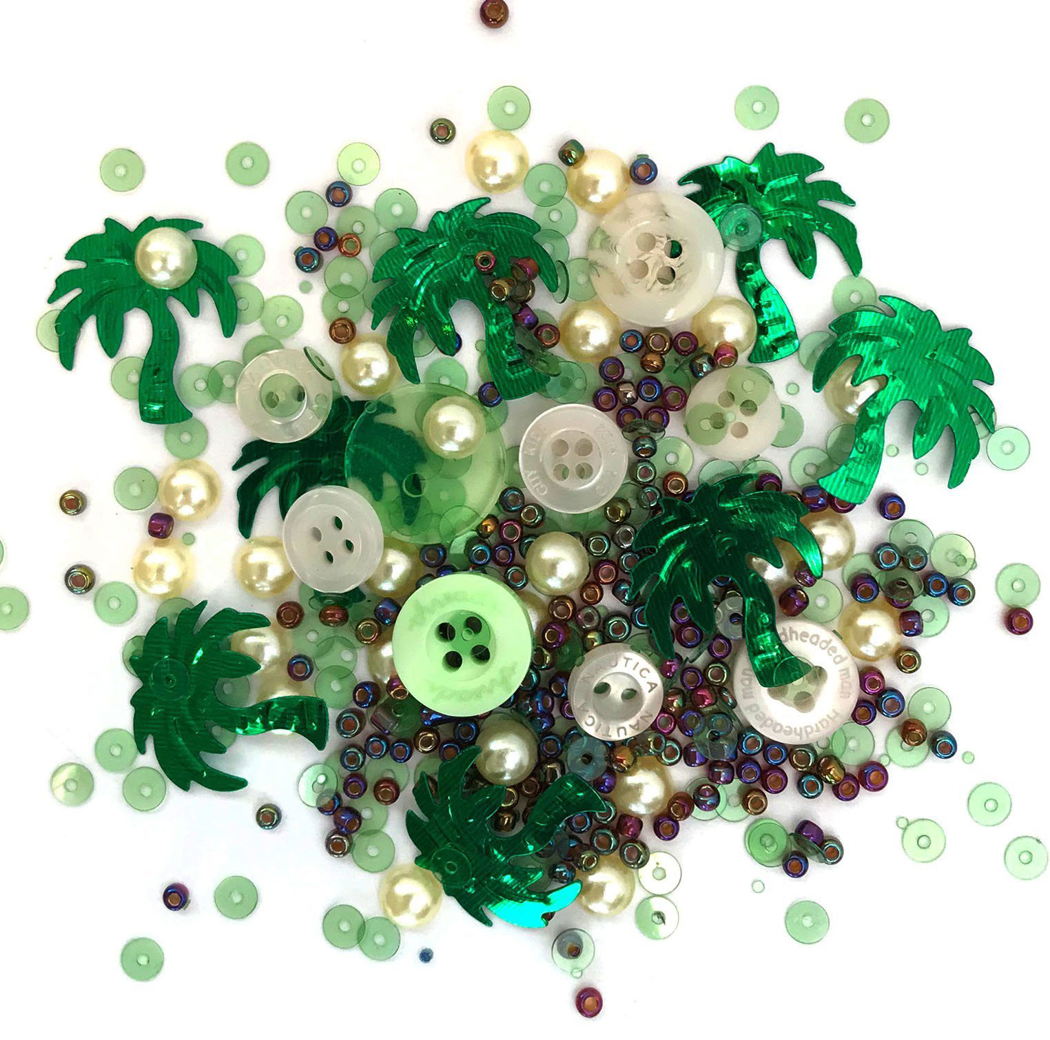 Buttons Galore/Shaker Mix/Tropical Hideaway 참스장식버튼 단추(플라스틱큐브포장)-BGMLL.528