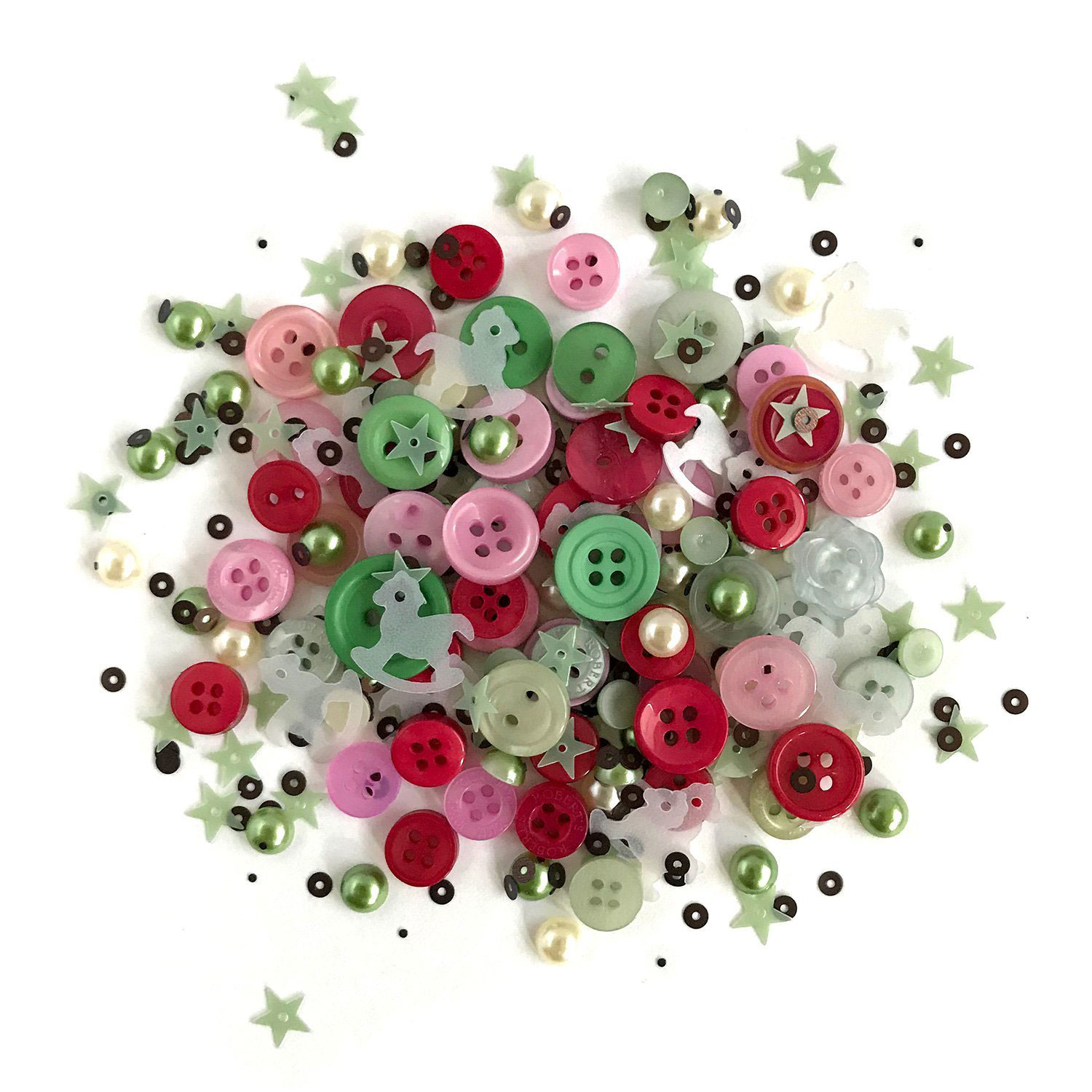 Buttons Galore/Shaker Mix/First Christmas 참스장식버튼 단추(플라스틱큐브포장)-BGMLL.534