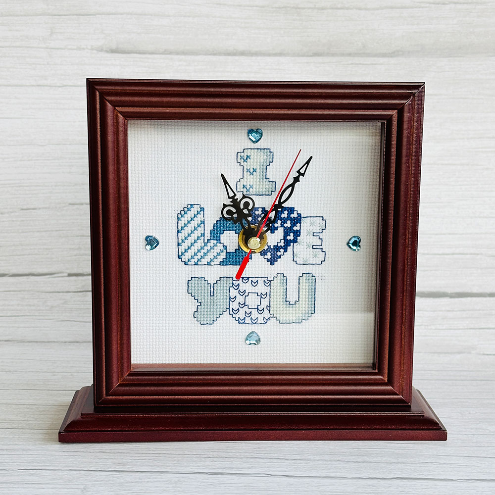 십자수 완성품 시계-125 밤정-I LOVE YOU-하늘/7244