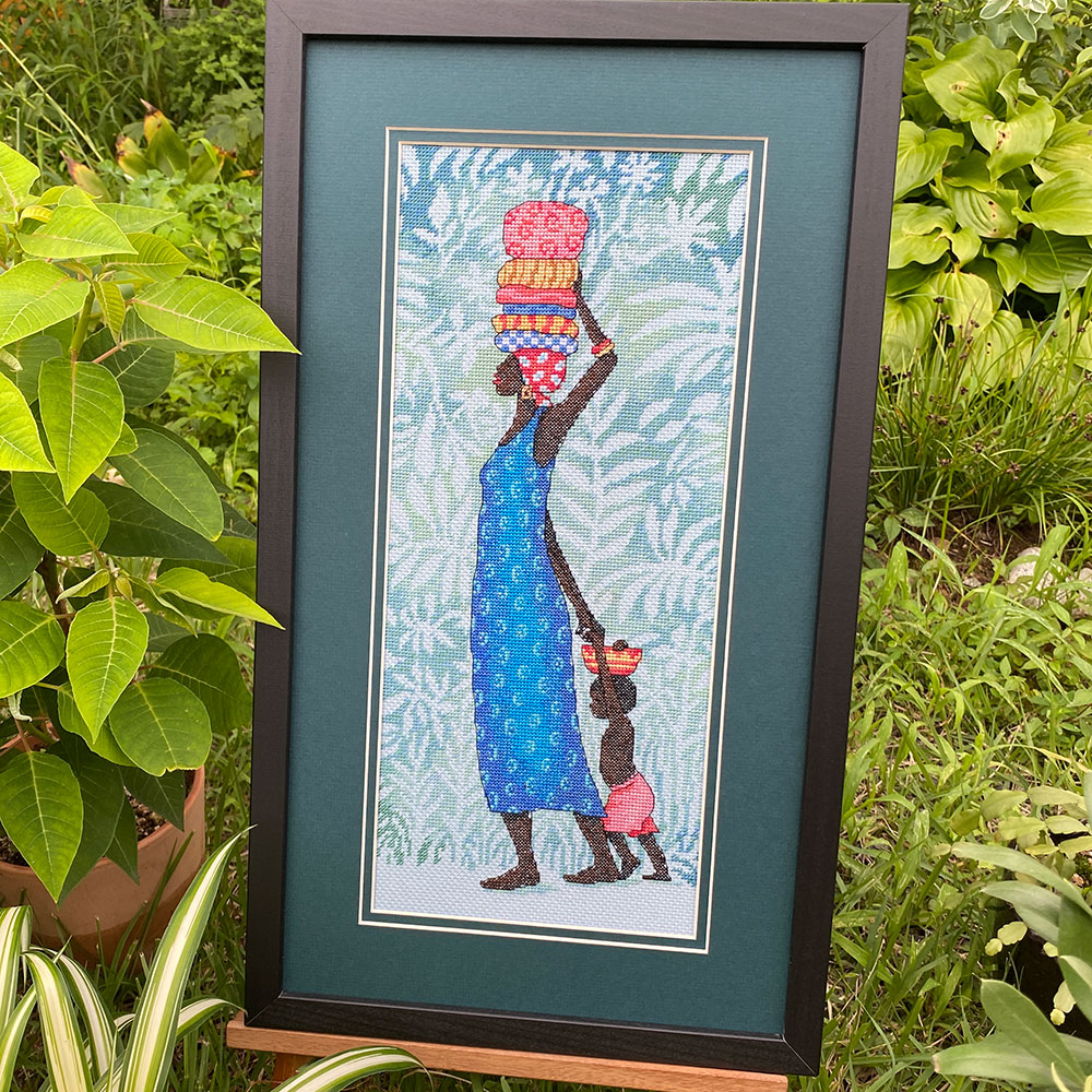 십자수 완성작품(유리없는 액자로 제작된 상태)GOING TO MARKET(시장 가는길)/12996