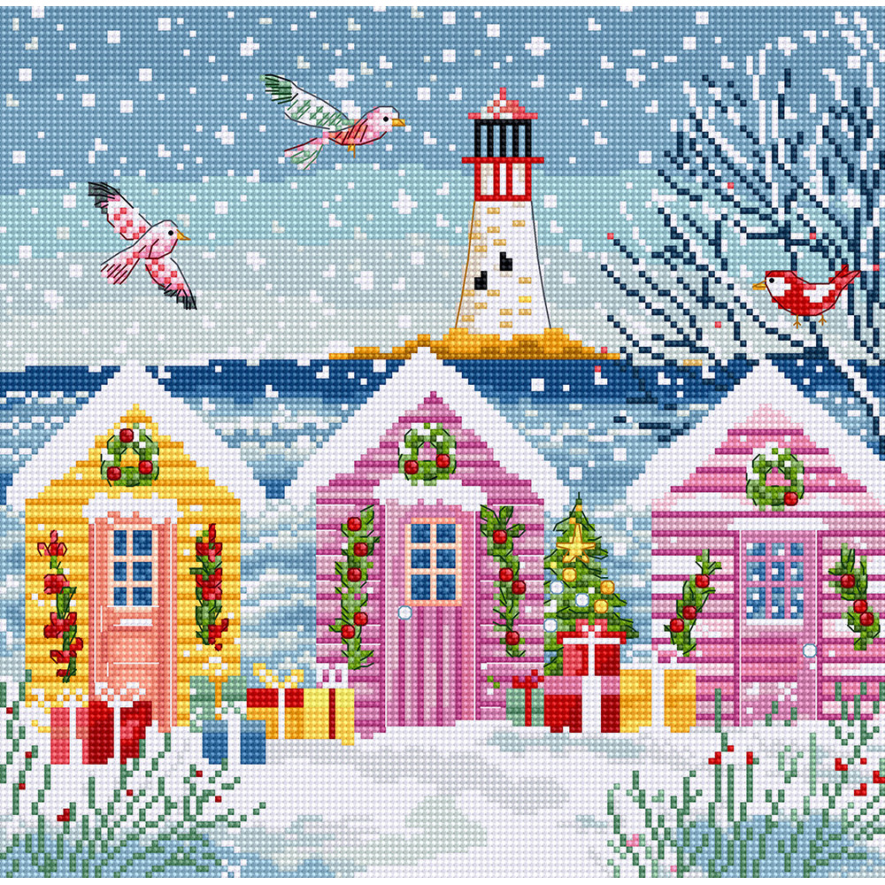 외국 십자수패키지 LETISTITCH/ Snowy Sea Cottages-L9915