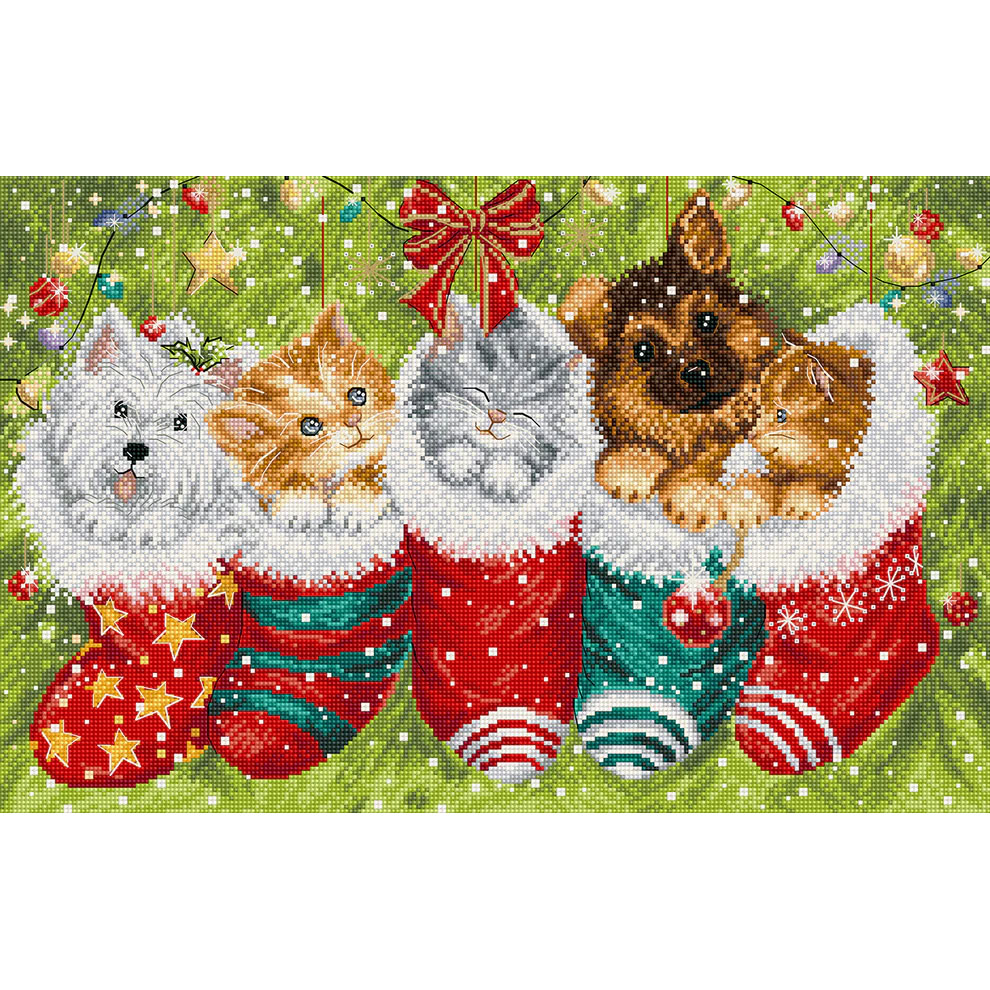 외국 십자수패키지 LETISTITCH/ Dogs and Cats in Stockings-L9940
