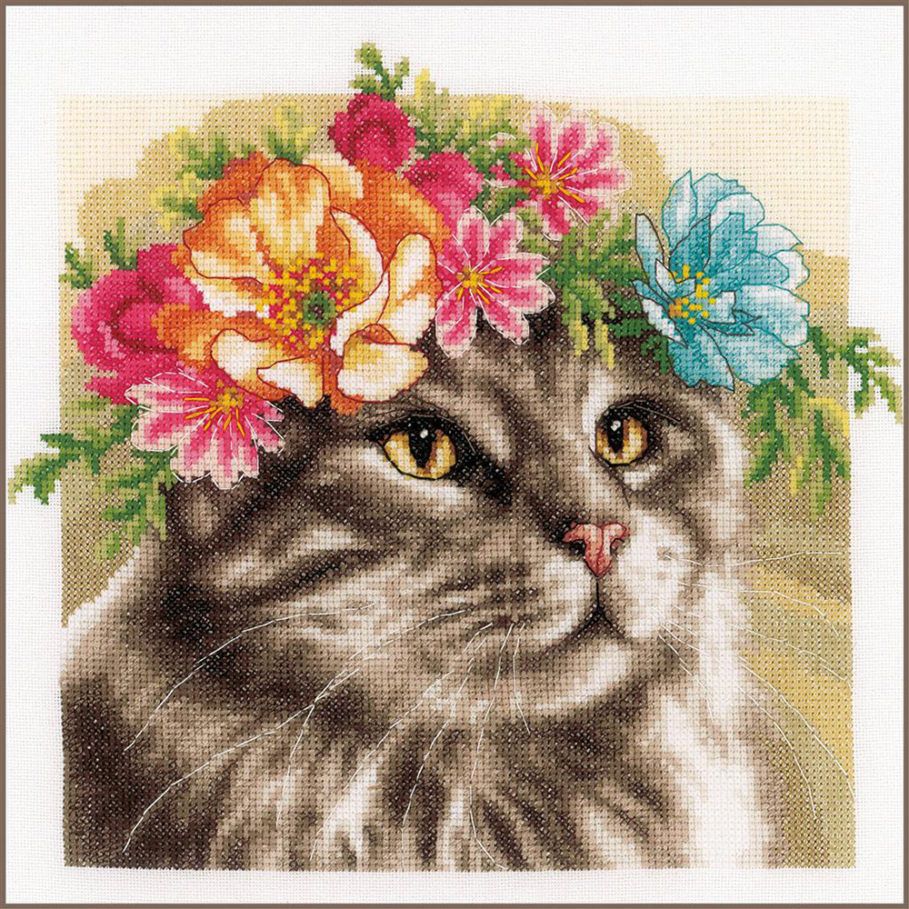 외국 십자수패키지 Lanarte/FLOWER CROWN MAINE COON-0191867(고급케이스)