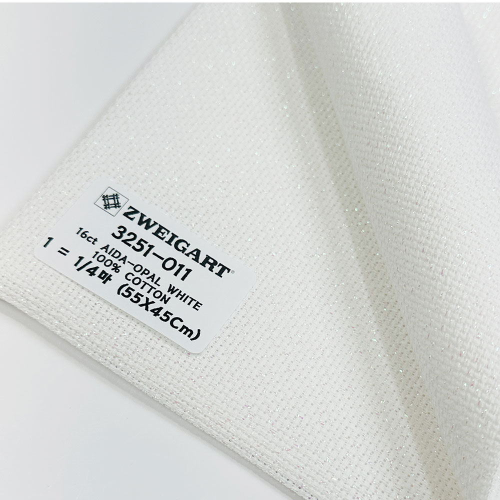 쯔바이 자수원단 16카운트-AIDA-OPAL반짝이 WHITE/3251-011